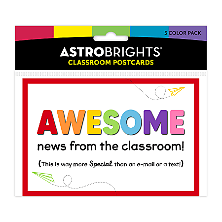 Astrobrights® Parent Postcards, Pre-K to Grade 5, 4" x 6", Multicolor, Pack Of 30