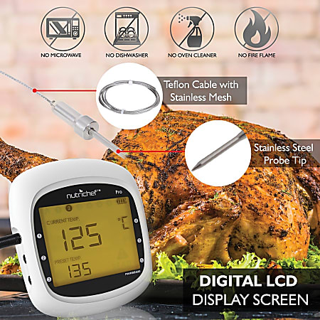 NutriChef Smart Bluetooth BBQ Grill Thermometer PWIRBBQ80