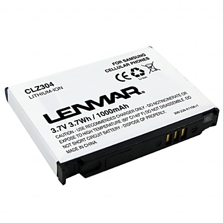 Lenmar® CLZ304 Lithium-Ion Cellular Phone Battery, 3.7 Volts, 1000 mAh Capacity