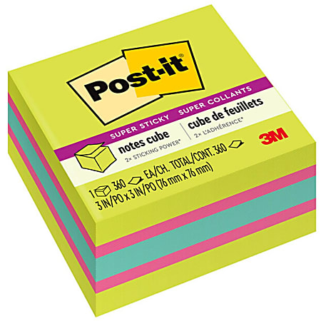 Post-it® Notes, Yellow, 76 x 76 mm, 1/Pack, 654-CT