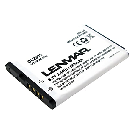 Lenmar® CLZ305 Lithium-Ion Cellular Phone Battery, 3.7 Volts, 650 mAh Capacity