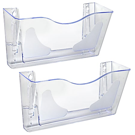 Azar Displays Single Pocket Wall Mount File Holders, 7”H x 15”W x 4”D, Clear, Pack Of 2 Holders