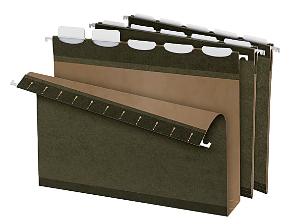 Pendaflex® Ready-Tab™ With Lift Tab Technology Reinforced Box-Bottom Hanging Folders, Letter Size, Standard Green, Pack Of 20