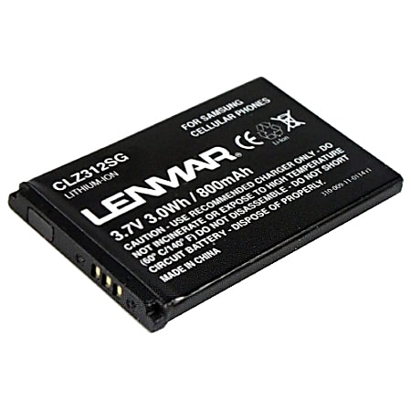 Lenmar® CLZ312SG Lithium-Ion Cellular Phone Battery, 3.7 Volts, 800 mAh Capacity