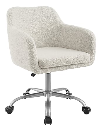 Linon Ryker Sherpa Home Office Chair, Chrome/Natural Sherpa