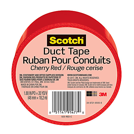Scotch Colored Duct Tape 1 78 x 20 Yd. Red - Office Depot