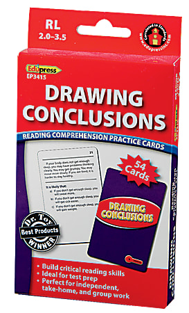 Edupress Reading Comprehension Practice Cards, Drawing Conclusions, Red Level, Grades 2 - 4, Pack Of 54