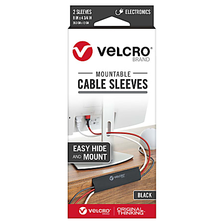 VELCRO Brand Mountable Cable Sleeves 8 x 4 34 Black Pack Of 2 Sleeves VEL  30795 USA - Office Depot