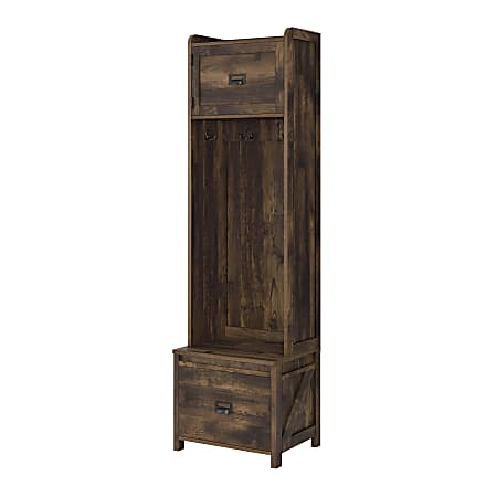 Ameriwood™ Home Farmington Entryway Hall Tree With Storage Bench, 72"H x 19-13/16"W x 15-15/16"D, Brown