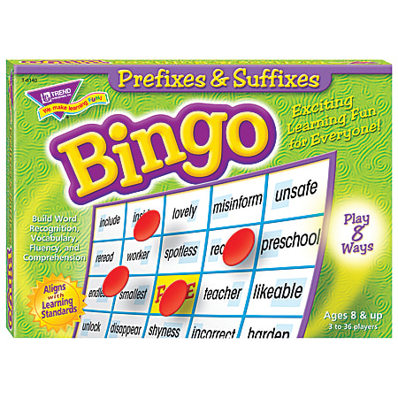 Trend Sight Words Prefixes & Suffixes Bingo Game, Grades 2 To 8