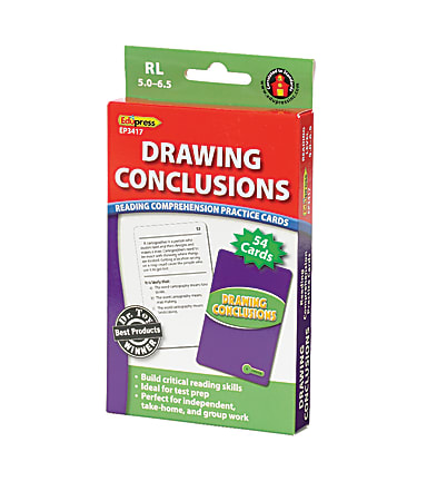 Edupress Reading Comprehension Practice Cards, Drawing Conclusions, Green Level, Grades 5 - 7, Pack Of 54
