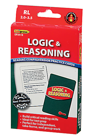 Edupress Reading Comprehension Practice Cards, Logic And Reasoning, Red Level, Grades 2 - 4, Pack Of 54