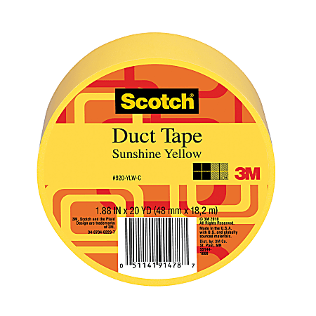 Duck Colored Duct Tape 1 78 x 20 Yd. Yellow - Office Depot