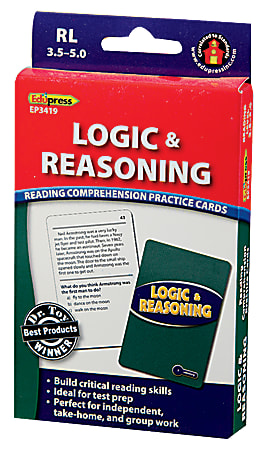 Edupress Reading Comprehension Practice Cards, Logic And Reasoning, Blue Level, Grades 3 - 5, Pack Of 54