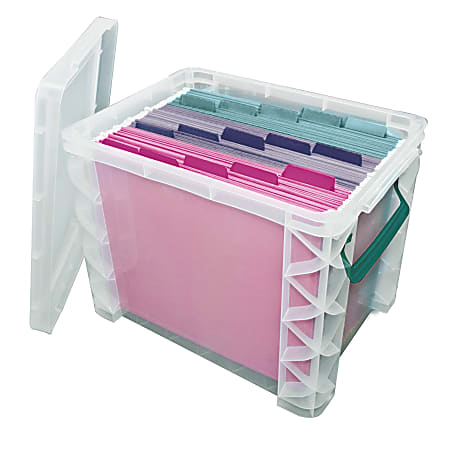 Super Stacker Divided Storage Box, 6 Sections, 10.38 x 14.25 x 6.5,  Clear/Blue - mastersupplyonline