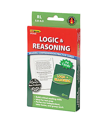 Edupress Reading Comprehension Practice Cards, Logic And Reasoning, Green Level, Grades 5 - 7, Pack Of 54