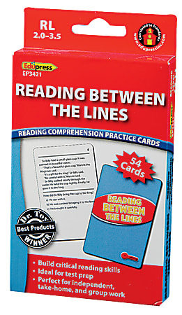 Edupress Reading Comprehension Practice Cards, Reading Between The Lines, Red Level, Grades 2 - 4, Pack Of 54
