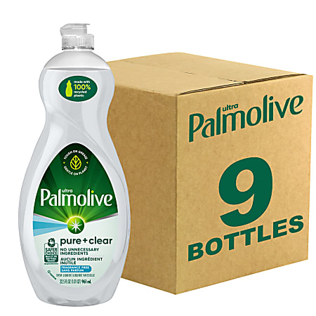 Palmolive Ultra Pure + Clear Liquid Dish Soap, Fragrance Free, 32.5 Oz, Carton Of 9 Bottles