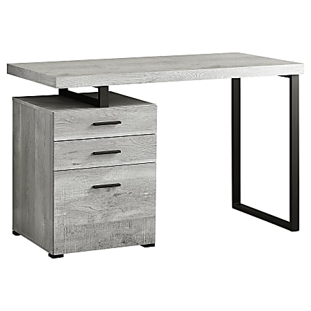 Monarch Specialties 48"W Computer Desk With 3 Drawers, Gray Woodgrain/Black