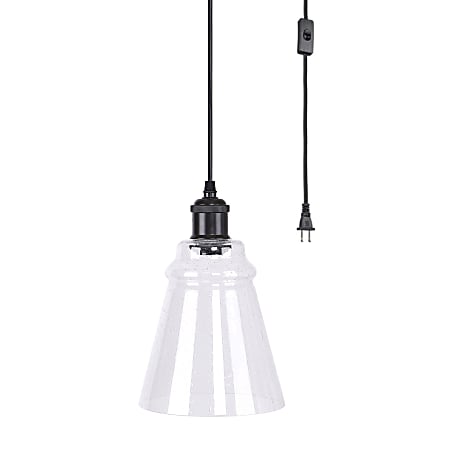 LumiSource Taurus Contemporary Pendant Ceiling Lamp, 7-1/2”W, Clear Shade/Oil-Rubbed Bronze Base