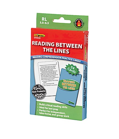 Edupress Reading Comprehension Practice Cards, Reading Between The Lines, Green Level, Grades 5 - 7, Pack Of 54
