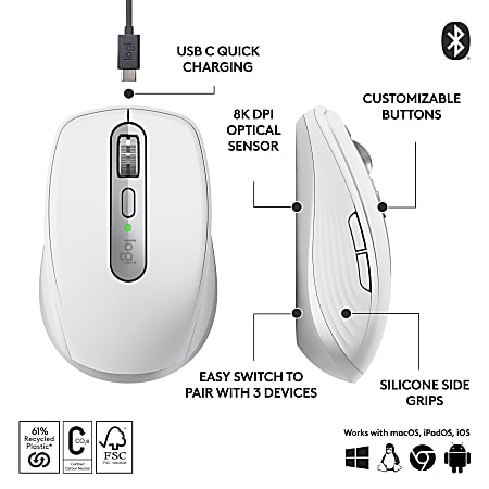 Logitech MX Anywhere 3S Compact Wireless Mouse 61percent Recycled