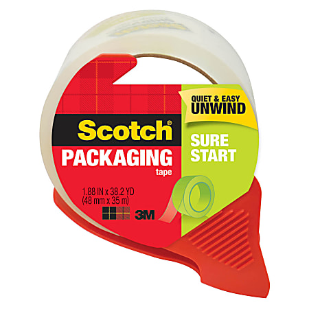 Scotch® Sure Start Shipping Tape With Dispenser, 1 7/8" x 54.6 Yd., Clear