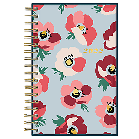 Blue Sky™ Brit + Co CYO Weekly/Monthly Planner, 3-5/8” x 6-1/8", Poppies Blue, January To December 2022, 136020