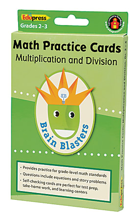 Edupress Brain Blasters Math Practice Cards, Multiplication And Division, 4 3/4" x 7", Grades 2 - 3, Pack Of 40