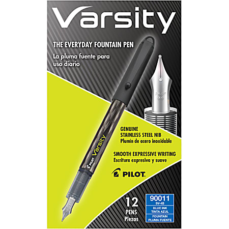 Pilot Varsity Disposable Fountain Pen Medium Point Black Barrel Black Ink -  Office Depot