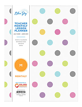 Blue Sky™ Teacher Monthly PVC Planner, 8-1/2" x 10", Teacher Dots, July 2020 To June 2021, 100336-A