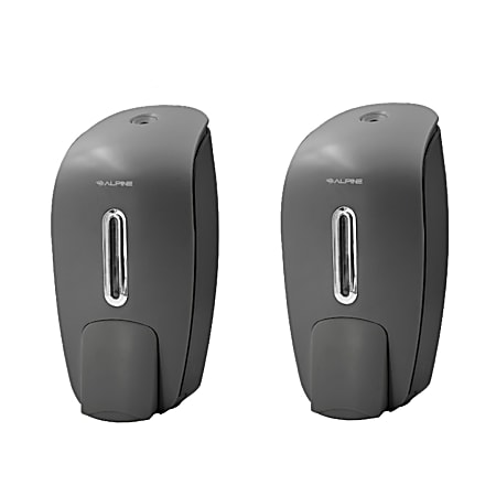 Alpine Wall-Mounted Hand Soap Dispensers, 9-5/8"H x 4-5/8"W x 4-1/8"D, Gray, Pack Of 2 Dispensers