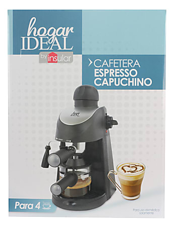 Cocina Criolla 4-Cup Electric Espresso Cappuccino Maker With Milk Frother, Black, Total Qty 1