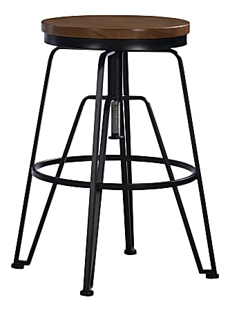 Linon Mantello Adjustable Stool, Aged Walnut/Black