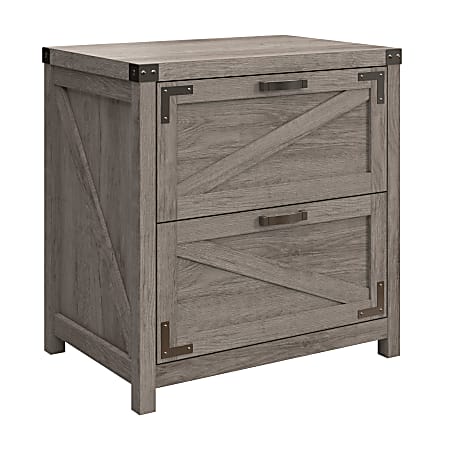 Bush Furniture Knoxville 29-3/16"W x 20-7/8"D 2 Drawer Lateral File Cabinet, Restored Gray, Standard Delivery