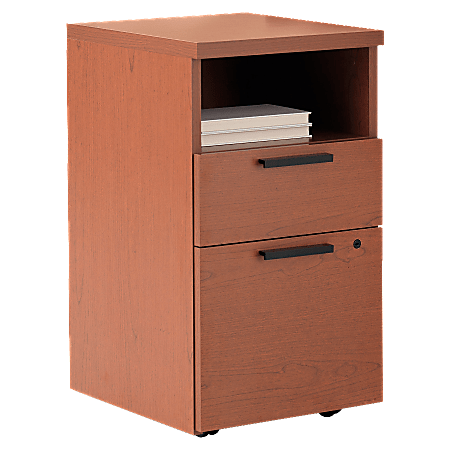 HON® 10500 Series™ Laminate Mobile Pedestal, Shelf/Box/File, 28"H x 15 3/4"W x 18 7/8"D, Henna Cherry
