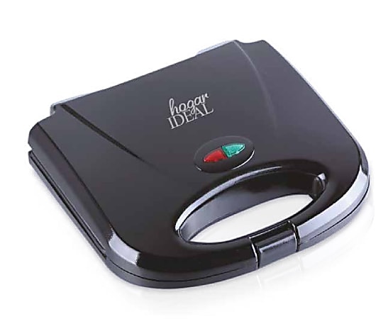 Hogar Ideal Flat Grill Sandwich Maker, 4"H x 8"W x 9"D, Black, Total Qty 1