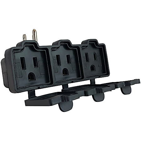 Stanley PLUGMAX 31110 3-Outlet Outdoor Wall Tap, Black