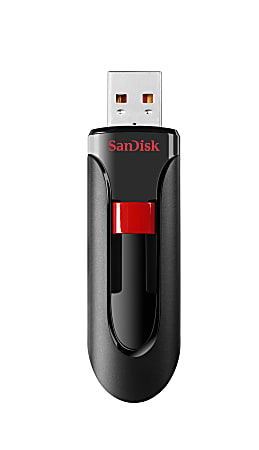SanDisk® Cruzer™ Glide USB 2.0 Flash Drives, 16GB, Black, Pack Of 3 Flash Drives, SDCZ60-016G-A46T