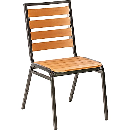 Lorell® Faux Wood Outdoor Chairs, Teak/Black, Set Of
