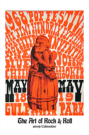 Retrospect Monthly Wall Calendar, The Art Of Rock And Roll, 19-1/4" x 12-1/2", Multicolor, January to December 2019
