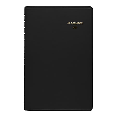 AT-A-GLANCE® Daily Appointment Book/Planner, 5" x 8", Black, January to December 2021, 7080005