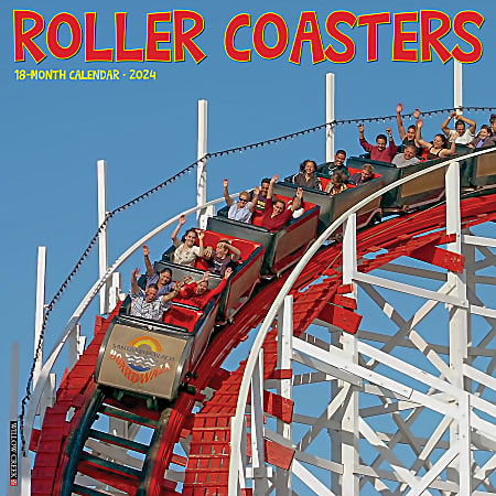 2024 Willow Creek Press Hobbies Monthly Wall Calendar, 12" x 12", Roller Coasters, January To December