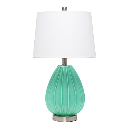 Lalia Home Pleated Table Lamp, 23-1/4"H, White Shade/Seafoam Base