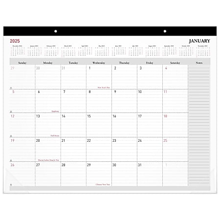 2025 Office Depot Monthly Desk Pad Calendar, 21-3/4" x 17", Traditional, January 2025 To December 2025, OD202600