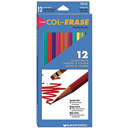 12 Crayons De Couleur Effaçables Prismacolor Col-Erase - Pointe Moyenne - Couleurs Assorties