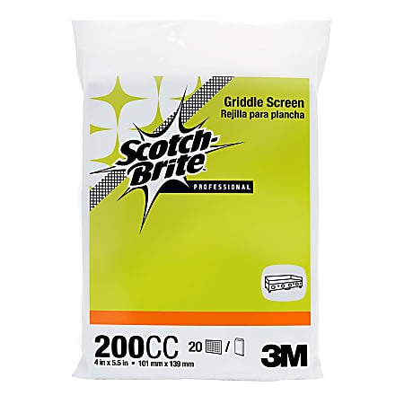 Scotch-Brite™ 200CC Griddle Screen Pads, 4" x 5 1/2", Brown, 20 Pads Per Pack, Case Of 10 Packs