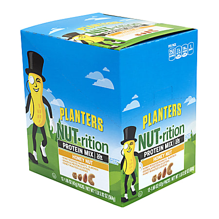 Planters Nut-Rition Honey Nut Protein Mix, 1.66 Oz, Box Of 12 Pouches