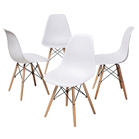 Baxton Studio Mid-century Modern Dining Chair, White/Beech Wood