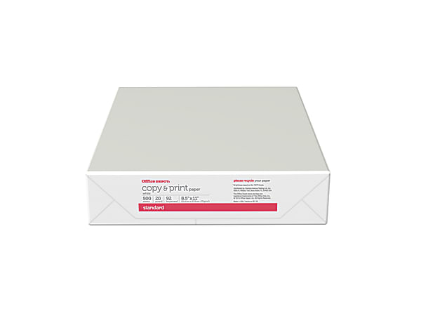 Ream 8 1/2 x 14 inch Acid Free 92 Bright White 500 Total Sheets 20 lb. Office Depot Legal Size Copy Laser Inkjet Printer Paper 317339